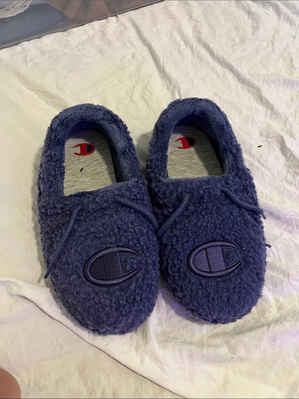 Champion Navy Sherpa Slippers